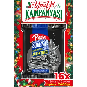 Paşa Kuruyemiş Kavrulmuş Tuzlu Ay Çekirdeği 150 gr x 16 Adet (2400 gr)(Siyah Ay Çekirdeği, Dakota)