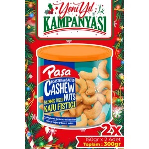 Paşa Kuruyemiş Kavrulmuş Kaju 300 gr (150 gr x 2) Teneke Kutu, Tuzlu Kaju Fıstığı