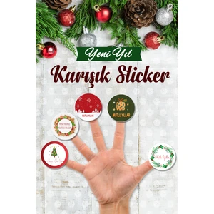 Yılbaşı Temalı Sticker - Mutlu Yıllar Etiketi -Yılbaşı Paketleme Happy New Year Sticker Karışık Sett