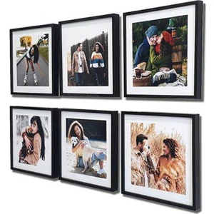 Hediye Kesesi Nobbystar Yapışan SökTak Siyah Kare Fotoğraf Çerçevesi 6'lı Paket