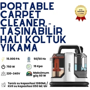 Taşınabilir Halı ve Koltuk Temizleme Makinesi Leke Sökücü Su Bazlı Vakumlu Temizlik Cihazı