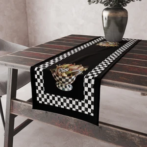 Alkan Homes Ekose Desenli Leke Tutmaz Kumaş Kenarları Dikişli Dekoratif Masa Örtüsü Runner 45×100 cm