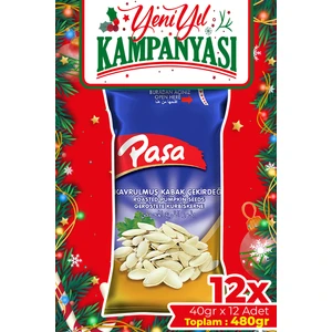 Paşa Kuruyemiş Kavrulmuş Kabak Çekirdeği 480 gr (40 gr x 12 Adet) (Tuzlu Kabak Çekirdeği)