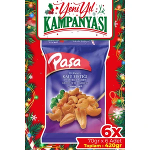 Paşa Kuruyemiş Kavrulmuş Kaju 420 gr (70 gr x 6 Adet) (Tuzlu Kaju Fıstığı)