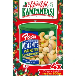 Paşa Kuruyemiş Kavrulmuş Karışık Kuruyemiş Teneke Kutu 150 gr x 4 Adet (1. Kalite)
