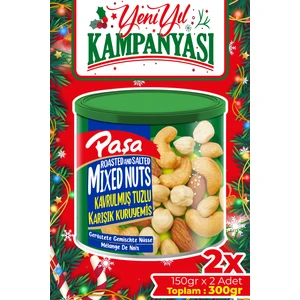Paşa Kuruyemiş Kavrulmuş Karışık Kuruyemiş Teneke Kutu 150 gr x 2 Adet
