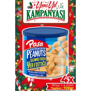 Paşa Kuruyemiş Kavrulmuş Yer Fıstığı Teneke Kutu 180 gr (Tuzlu) x 4 Adet