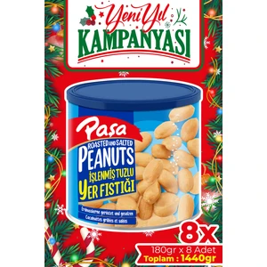 Paşa Kuruyemiş Kavrulmuş Yer Fıstığı Teneke Kutu 180 gr (Tuzlu) x 8 Adet