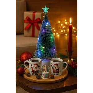 Mini Masa Üstü Minyatür Dekorasyon Yeni Yıl Noel Yılbaşı Çam Ağacı 17 cm LED Işıklı Karlı Çam Ağacı