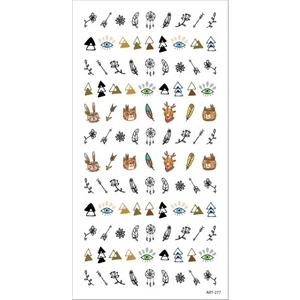 Boho Şekiller Tırnak Dövmesi, Tırnak Tattoo, Nail Art, Tırnak Sticker