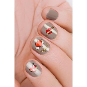 Kırmızı Kalpler Tırnak Dövmesi, Tırnak Tattoo, Nail Art, Tırnak Sticker