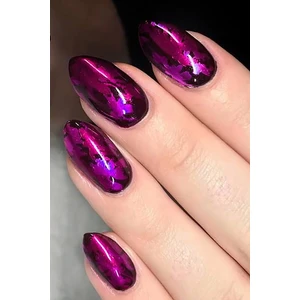 Fuşya Renk Hologram Desenli Transfer Tırnak Dövmesi, Tırnak Sticker, Nail Tattoo, Nail Art