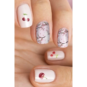 Kiraz Tırnak Dövmesi Tırnak Sticker Nail Art 12,5 x 6,5 cm Su Transfer Geçici Dövme