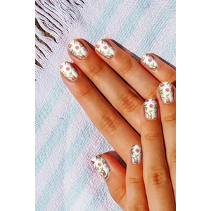 Pembe Çiçekler Tırnak Dövmesi, Tırnak Tattoo, Nail Art, Tırnak Sticker