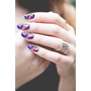 Renkli Kare Desenler Tırnak Dövmesi, Tırnak Tattoo, Nail Art, Tırnak Sticker