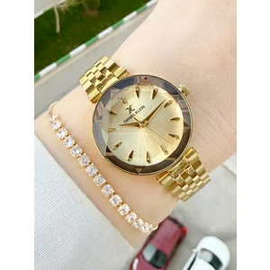 Daniel Klein Kesme Camlı Altın Renk Kadın Kol Saati ve Hediye Bileklik