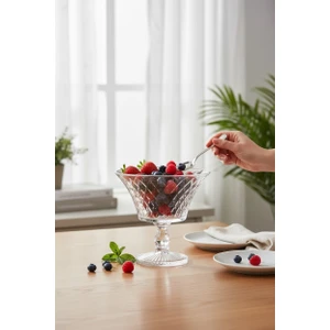 Ayaklı Cam Kase - Şeffaf Dekoratif Sunum Kasesi | Büyük Boy Meyve Salata Kasesi - Kristal