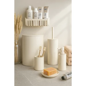 Flores Banyo Seti + Yapışkanlı Raf - Bej