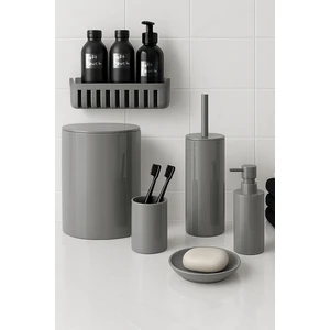 Flores Banyo Seti + Yapışkanlı Raf - Gri