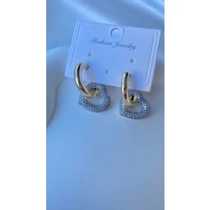 H&S Aksesuar Zirkon Taşlı Kalp Küpe