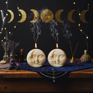 Nevhan Sanat Ay Işığı Koleksiyonu – 2’li Ay Yüzlü Dekoratif Mum Seti (6.4 cm x 2.5 cm)