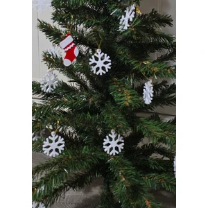 Ceviz Dizayn Çam Ağacı Süsleri - 11 Adet Obje– Yılbaşı Süsleri – 7 Kartanesi - 4 Çorap Obje – Yeni Yıl – Çorap - Kar Tanesi Objeler