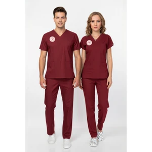 Nur Medikal Giyim Unisex Bordo Lisans/lisans Üstü Sağlık Meslek Mensupları Scrubs Forma Takım(Sağlık Bak.yeni Yön.uygun)