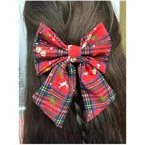 Melkady 524 - Yılbaşı Temalı Ekoseli Geyikli Lüx Fiyonk Otomatik Toka