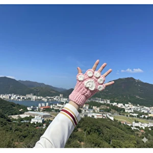 Trendin Yolu Esnek Kışlık Pembe Patili Eldiven Trend