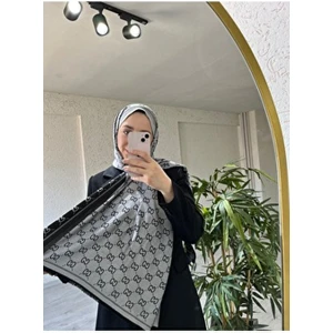 Modechic Collection Ipeksi Jakar Çift Taraflı Siyah-Gri Şal