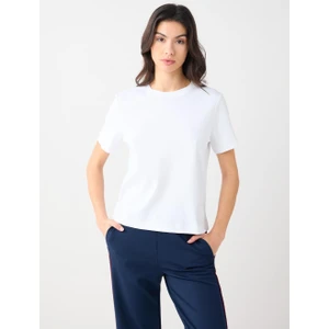 Jimmy Key Beyaz %100 Pamuk Kısa Kollu Basic Örme Tişört