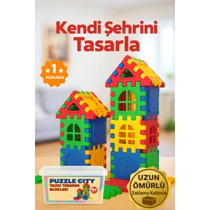 Do Toys Puzzle City 3D Yapı ve Tasarım Blokları 64 Parça Eğitici Oyuncak