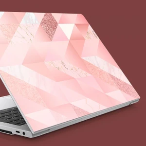 Artikel Pembe Şeritli Mermer Desen Notebook Sticker