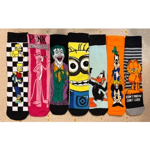 Al Bi 90Lık Renkli 7'li Set Çizgi Film Kahramanlar Desenli Pamuklu Çorap
