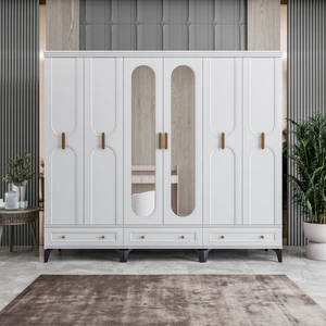 Loren 6 Kapaklı Çekmeceli Gardırop Tamamı Mdf (Beyaz)