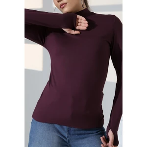 Kadın Parmak Detaylı Body 21756 Mürdüm