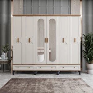 Loren 6 Kapaklı Çekmeceli Gardırop Tamamı Mdf (Aytaşı)