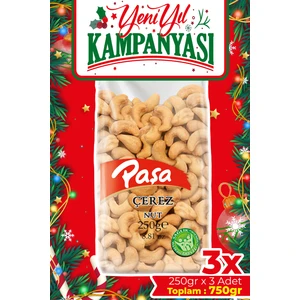 Paşa Kuruyemiş Kavrulmuş Kaju 750 gr (250 gr x 3 Adet) – (Tuzlu Kaju Fıstığı)