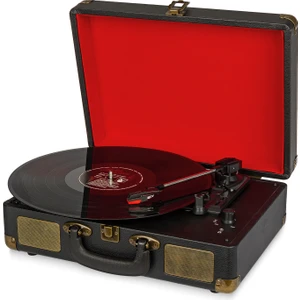 FM-102 Siyah Hoparlörlü Bluetoothlu Pikap Plak Çalar