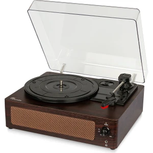 FM-108 Koyu Kahverengi  Hoparlörlü Bluetoothlu Pikap Plak Çalar