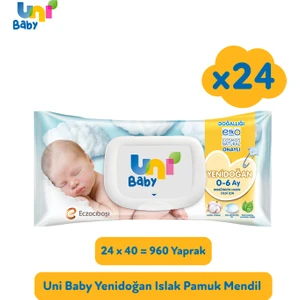Uni Baby Yenidogan Islak Pamuk Mendil 24x40 ( 960 Yaprak)