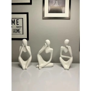 Stonee Decor Nordic Tarzı 3'lü Heykel Seti , Soyut Düşünen Adam Heykel Biblo Aksesuar Seti