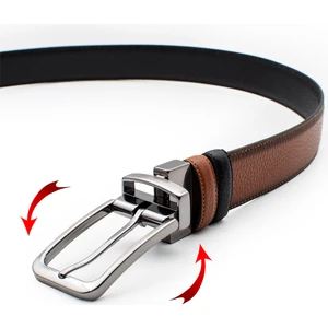 Hakiki Deri Çift Taraflı 3.5 cm Klasik Erkek Kemer Siyah -Taba