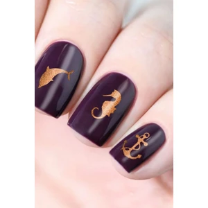 Artikel Bronz Deniz Temalı Metalik Tırnak Sticker, Nail Sticker, Nail Art