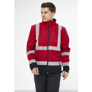 Orange Safety Softshell Mont Reflektörlü Kolları Çıkmalı Kırmızı