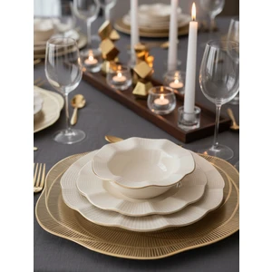 Kütahya Porselen Milena Yaldızlı 12 Kişilik 48 Prç Yemek Takımı