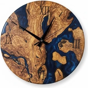 Doğal Ahşap & Epoksi Duvar Saati