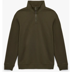 Uzun Kollu Şardonlu Basic Yarım Fermuarlı Sweatshirt