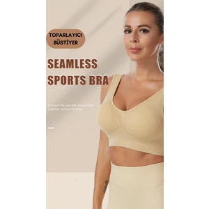 Göğüs Toparlayıcı Kalın Askılı Spor Büstiyer Korse Ten Renk Büstiyerkorse