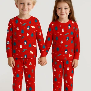 Unisex %100 Cotton Yılbaşı Temalı Desenli Pijama Takımı 1005-Y